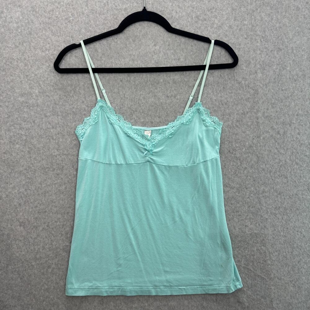 Old Navy Lace Trim Babydoll Cami Tank Top Sz M Pastel Blue Y2K Bella Swan Slim